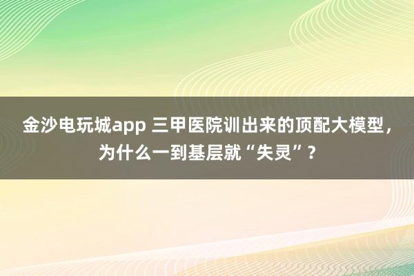 金沙電玩城app 三甲醫院訓出來的頂配大模型,為什么一到基層就“失靈”?