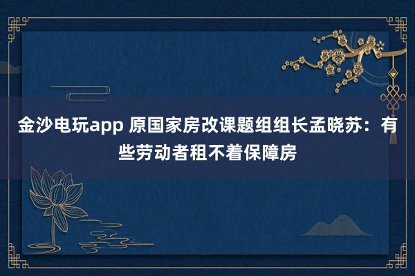 金沙電玩app 原國(guó)家房改課題組組長(zhǎng)孟曉蘇:有些勞動(dòng)者租不著保障房