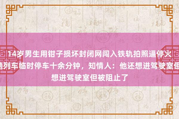 14歲男生用鉗子損壞封閉網闖入鐵軌拍照逼停火車，致3趟列車臨時停車十余分鐘，知情人：他還想進駕駛室但被阻止了
