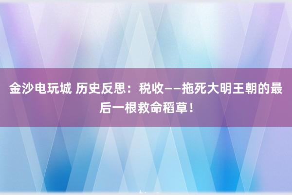 金沙電玩城 歷史反思:稅收——拖死大明王朝的最后一根救命稻草!